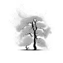 tree dissolving into ash  tattoo design idea