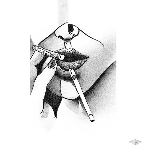 woman smoking a lollipop tattoo design idea