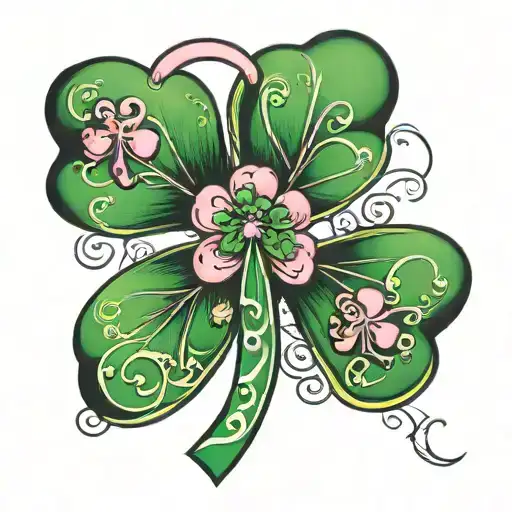 shamrock breast cancer ribbon tattoo design idea