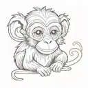 small cute monkey simpel line drawing style tattoo design idea