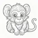 small cute monkey simpel line drawing style tattoo design idea