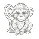 small cute monkey simpel line drawing style tattoo design idea