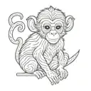 small cute monkey simpel line drawing style tattoo design idea