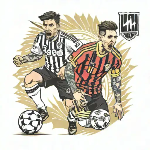 Messi winning worldcup combined with dybala band tatoo tattoo design idea