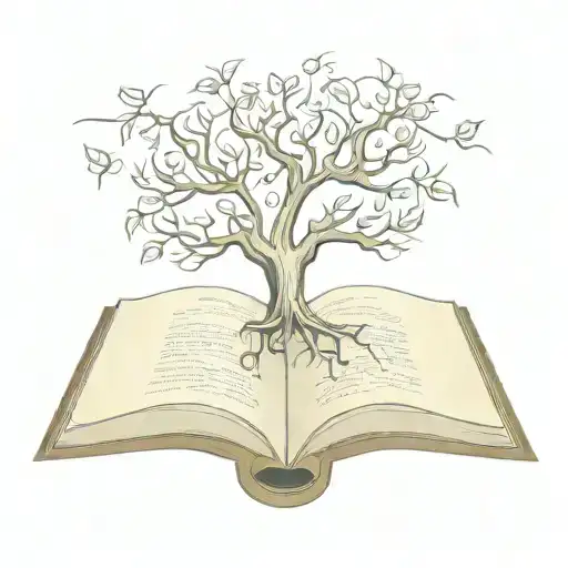 A tree growing from an open book, symbolizing growth and knowledge tattoo design idea