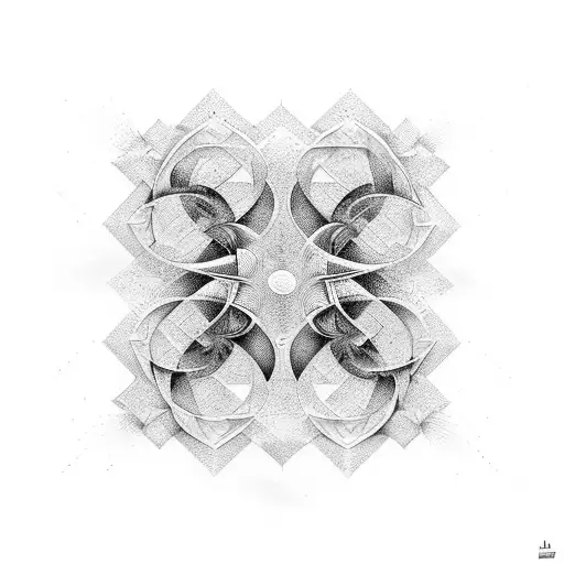 Geometric patern gradient fractal tattoo design idea