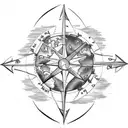Earth map compass and anchor tattoo design idea