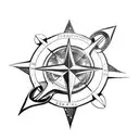 Earth map compass and anchor tattoo design idea