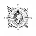Earth map compass and anchor tattoo design idea