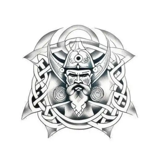 viking saxon Celtic loose design sleeve tattoo design idea