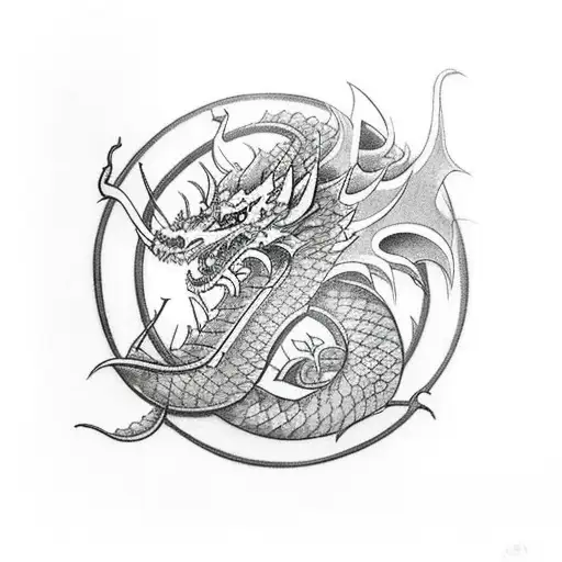 Norse dragon with 13 arrows in its body tattoo design idea