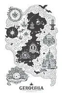 Philadelphia to Georgia state map with symbols tattoo design idea