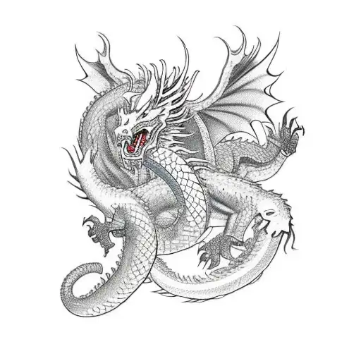 dragon driving a mustang car tattoo design idea