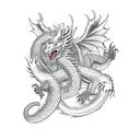 dragon driving a mustang car tattoo design idea