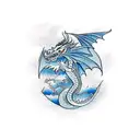 dragon driving a mustang car tattoo design idea