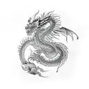 dragon driving a mustang car tattoo design idea