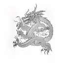 dragon driving a mustang car tattoo design idea