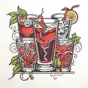 four red drinks tattoo design idea