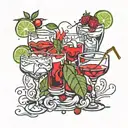 four red drinks tattoo design idea