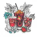 four red drinks tattoo design idea