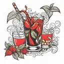 four red drinks tattoo design idea