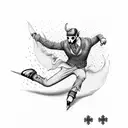 Backwards Ice skating Men Mask tattoo design idea