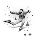 Backwards Ice skating Men Mask tattoo design idea