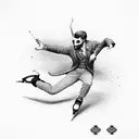 Backwards Ice skating Men Mask tattoo design idea