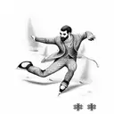 Backwards Ice skating Men Mask tattoo design idea