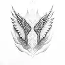 Wings crown R tattoo design idea