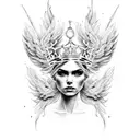 Wings crown R tattoo design idea