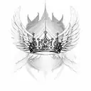 Wings crown R tattoo design idea