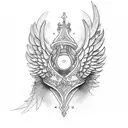 Wings crown R letter tattoo design idea