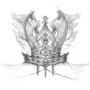 Wings crown R letter tattoo design idea