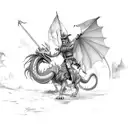 a monkey white two swords riding a horse riding a Dragon  tattoo design idea