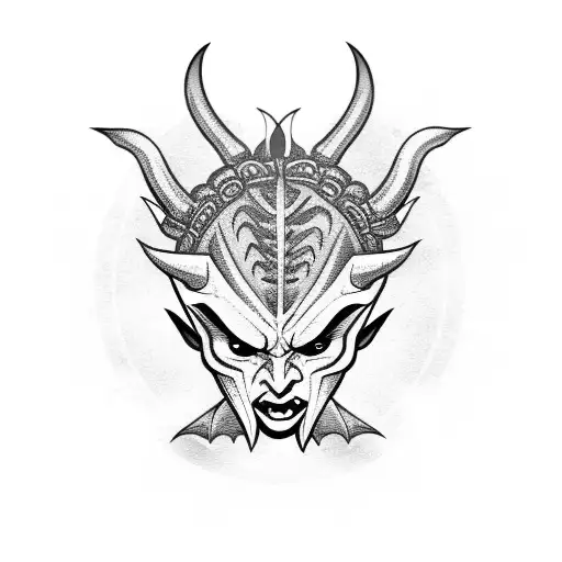 demon elf with nails tattoo design idea