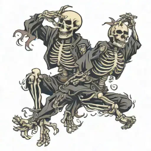 two dancing skeleton tattoo design idea