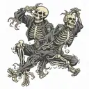 two dancing skeleton tattoo design idea