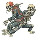 two dancing skeleton tattoo design idea