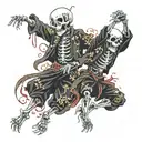 two dancing skeleton tattoo design idea