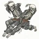 two dancing skeleton tattoo design idea