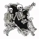 two dancing skeleton tattoo design idea