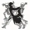 two dancing skeleton tattoo design idea