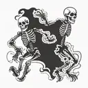 two dancing skeleton tattoo design idea
