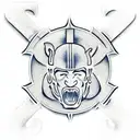 Create a tattoo design featuring the Notre Dame football team. The design should be placed on a beige skin color backgro tattoo design idea