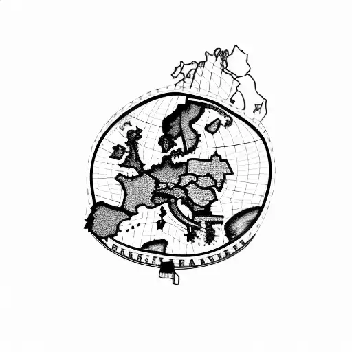 Map of Eastern Europe with landmarks as tattoos tattoo design idea
