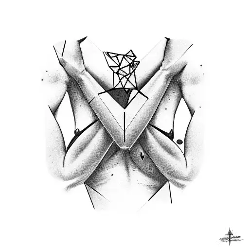 Melancholic figure lifting weights with a broken heart tattooed on their chest tattoo design idea