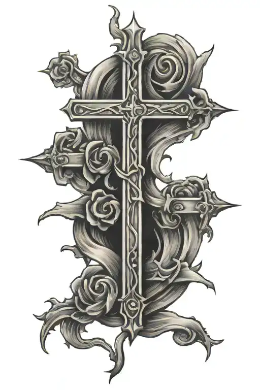 sord cross , proverbs 10:4 tattoo design idea
