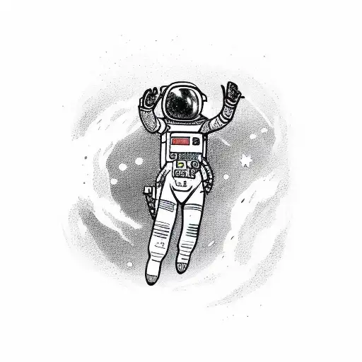 astronaut falling from the space tattoo design idea
