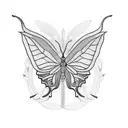 A blackwork tattoo of Juice Wrld with a snake and butterfly on each shoulder tattoo design idea